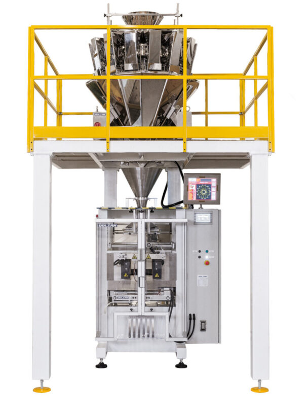 confezionatrice verticale per buste stabilo con 4 saldature verticali con pesatrici multiteste